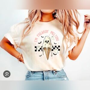 SHEIN Cream Graphic Short Sleeve Tee